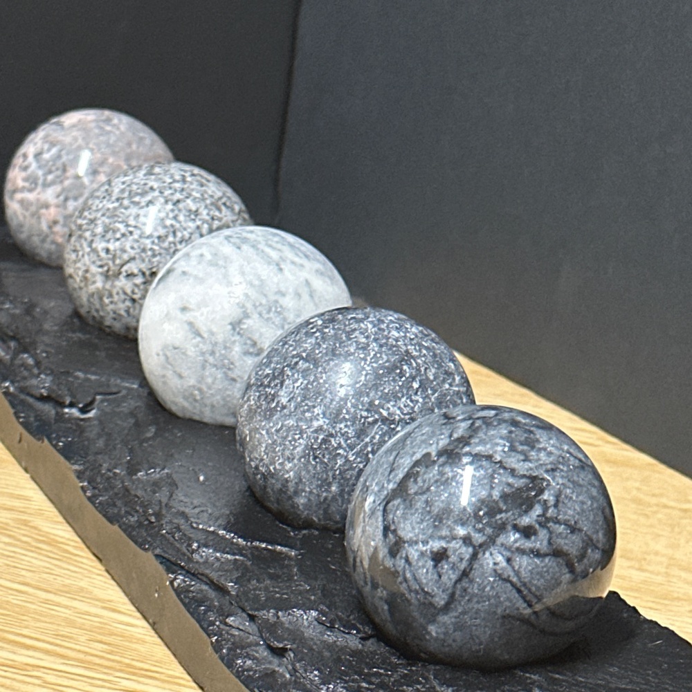 Sphere or tea candle holder slate and black plaster 14" x 3 1/2"